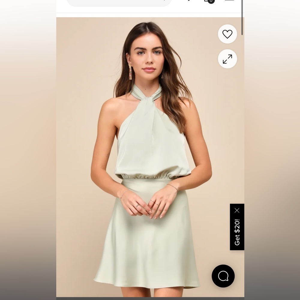 NEW WITH TAGS Lulu's Green Halter Neck Sleeveless Mini Sundress